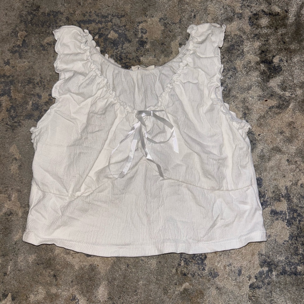 Brandy Melville White Ruffle Crop Top